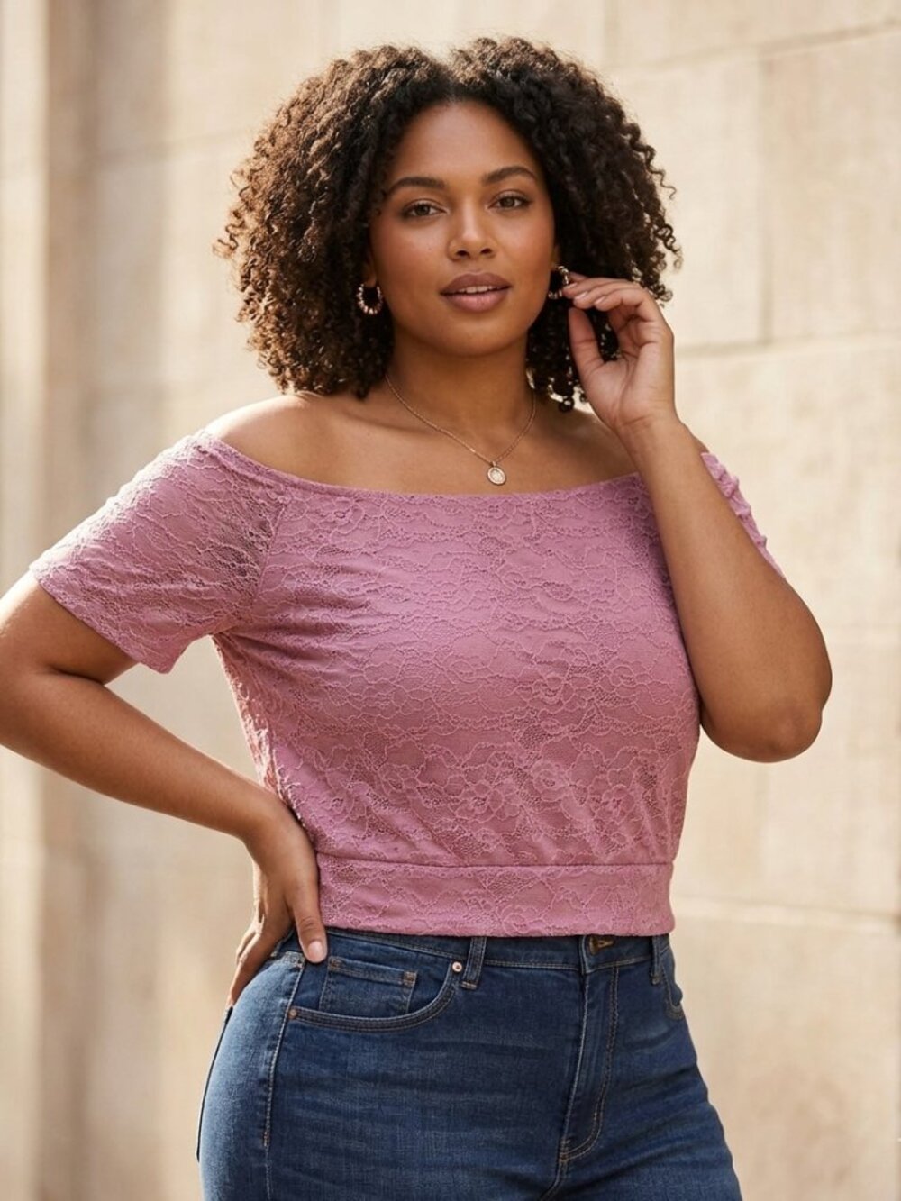 NWT Torrid Callie Mauve Lace Off Shoulder Crop Top Plus Size 1X 14-16